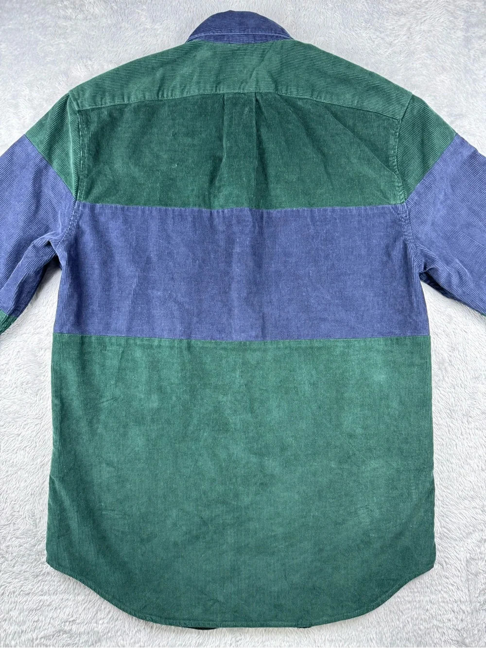 NWT J.Crew Colorblock Corduroy Button Up Shirt Green Blue Small